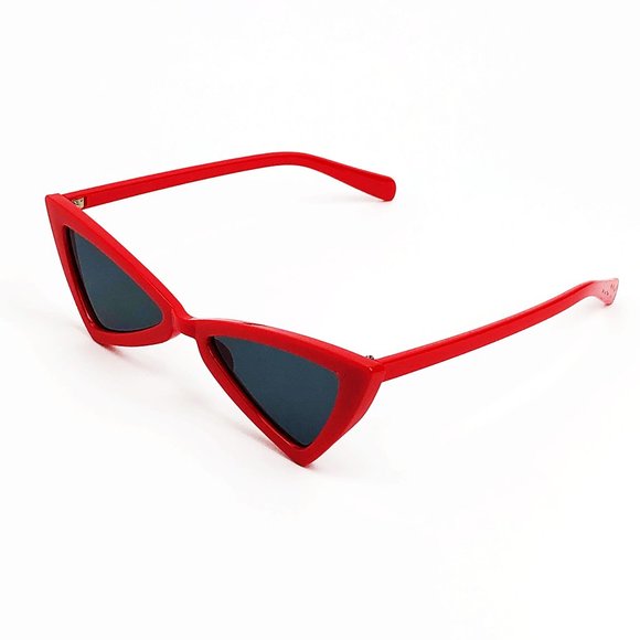 Red Retro Sunglasses Triangle Lens Decade Eighties - Picture 9 of 16